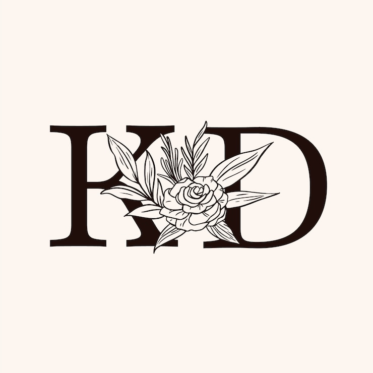 Vettore gratuito logo monogramma floreale disegnato a mano