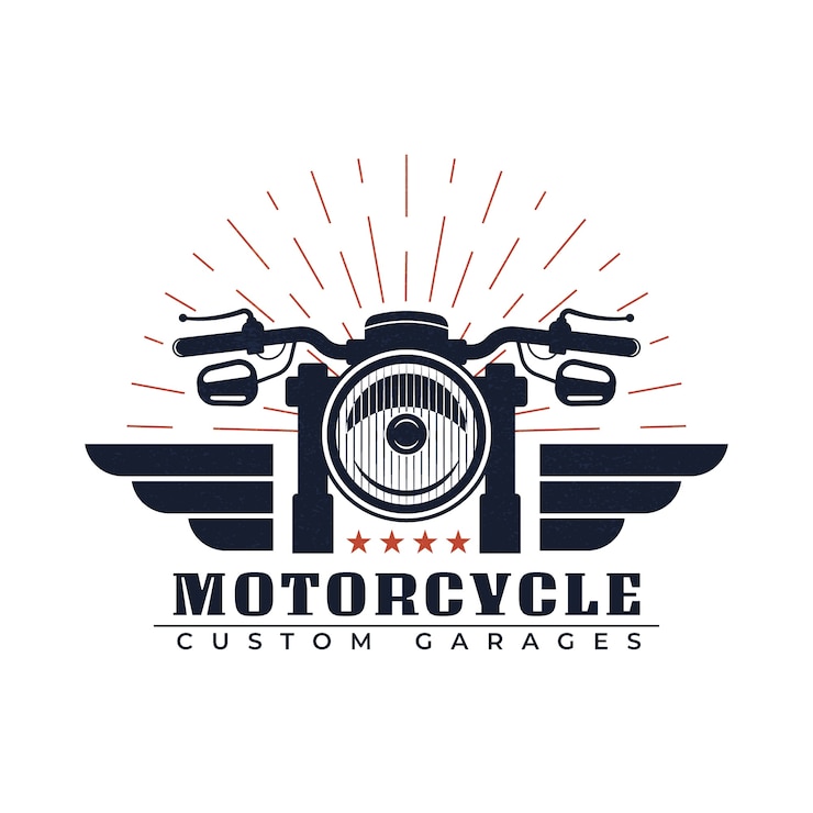 Vettore gratuito logo moto vintage disegnato a mano