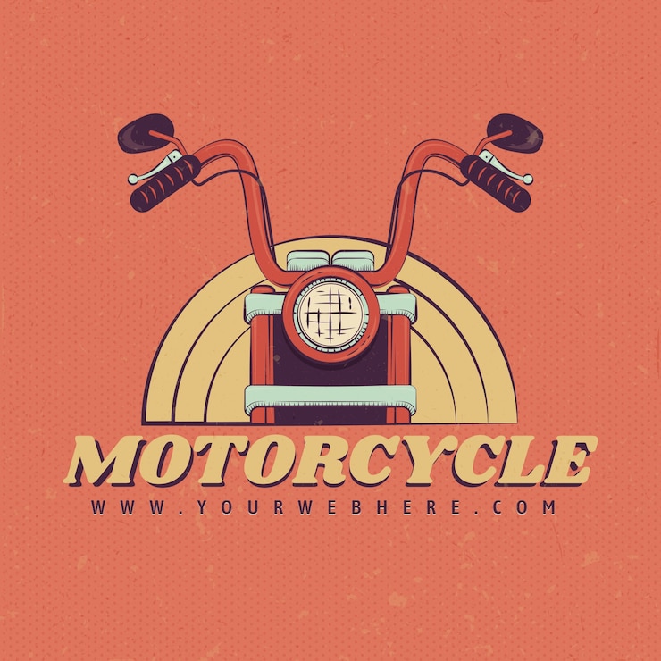 Vettore gratuito logo moto vintage disegnato a mano