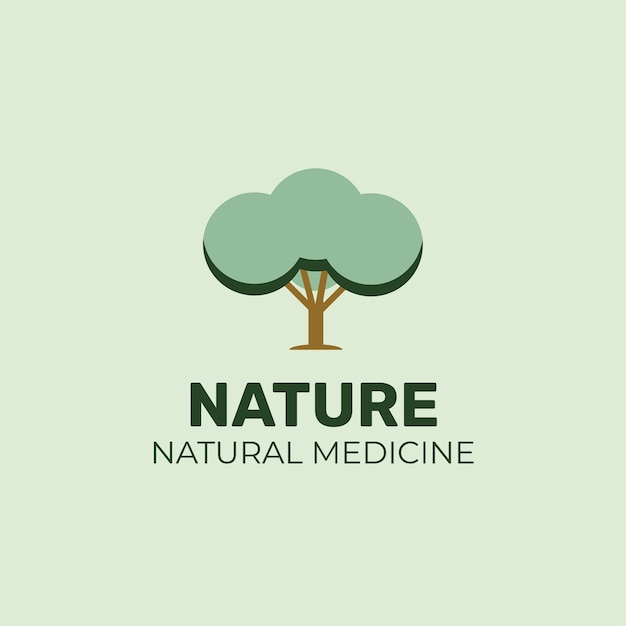 Logo piatto dell'albero della medicina naturale