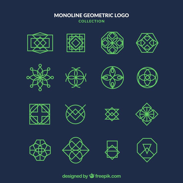 Vettore gratuito logo scuro e verde logo monoline