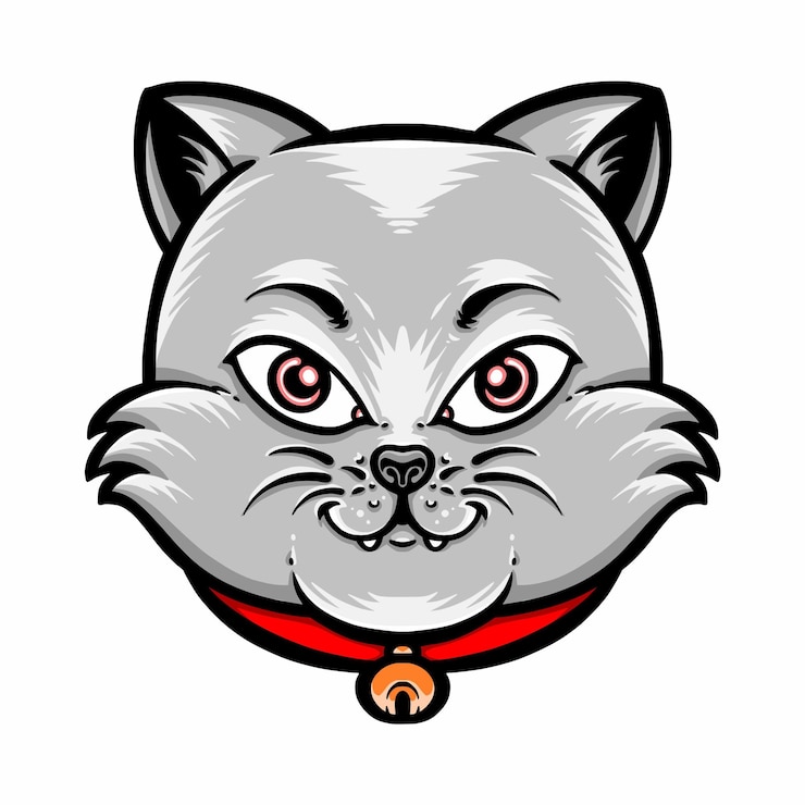 Vettore gratuito logo vettoriale testa di gatto carino