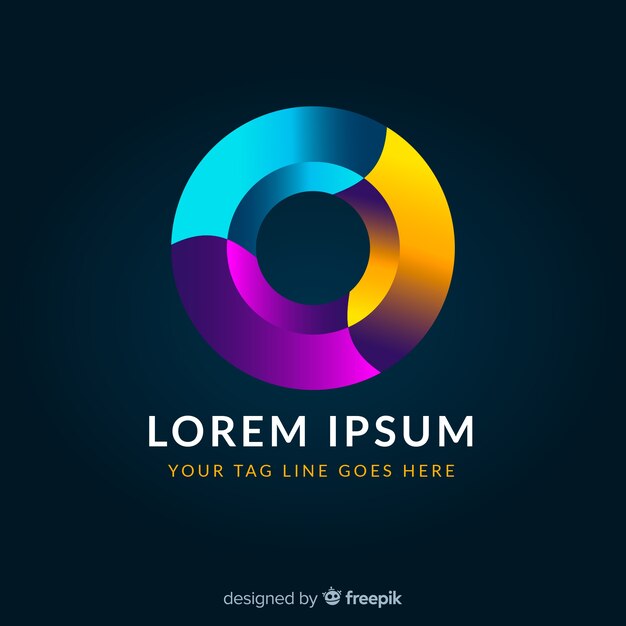 Logotipo geometrico colorato incandescente gradiente