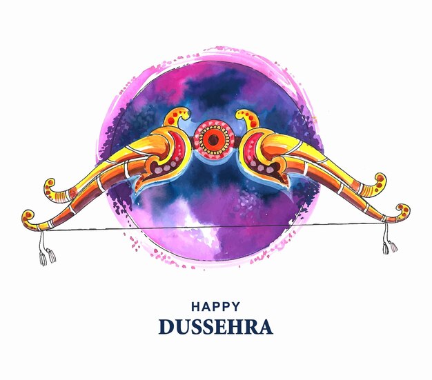 Lord Rama con la freccia che uccide Ravana in un felice design dussehra