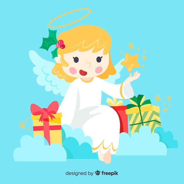 Lovely angelo di Natale con design piatto