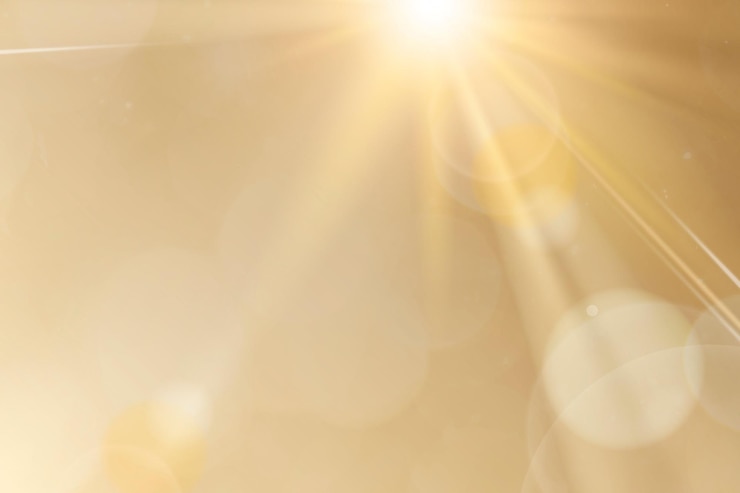 Vettore gratuito luce naturale vettore riflesso lente su sfondo oro effetto raggio di sole sun