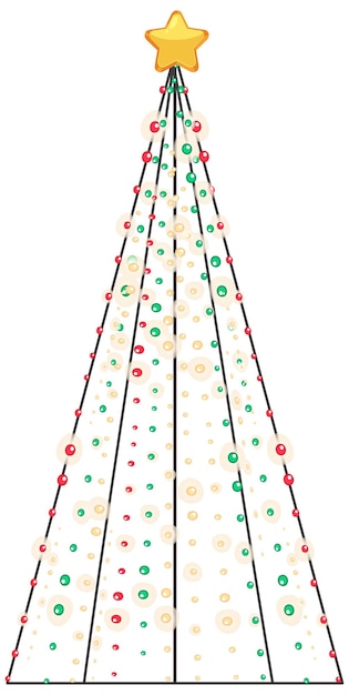 Luci albero di Natale con stella su sfondo bianco