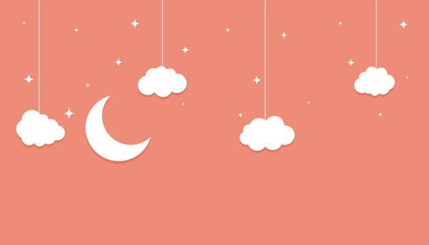Luna stelle e nuvole sfondo piatto stile paperbut
