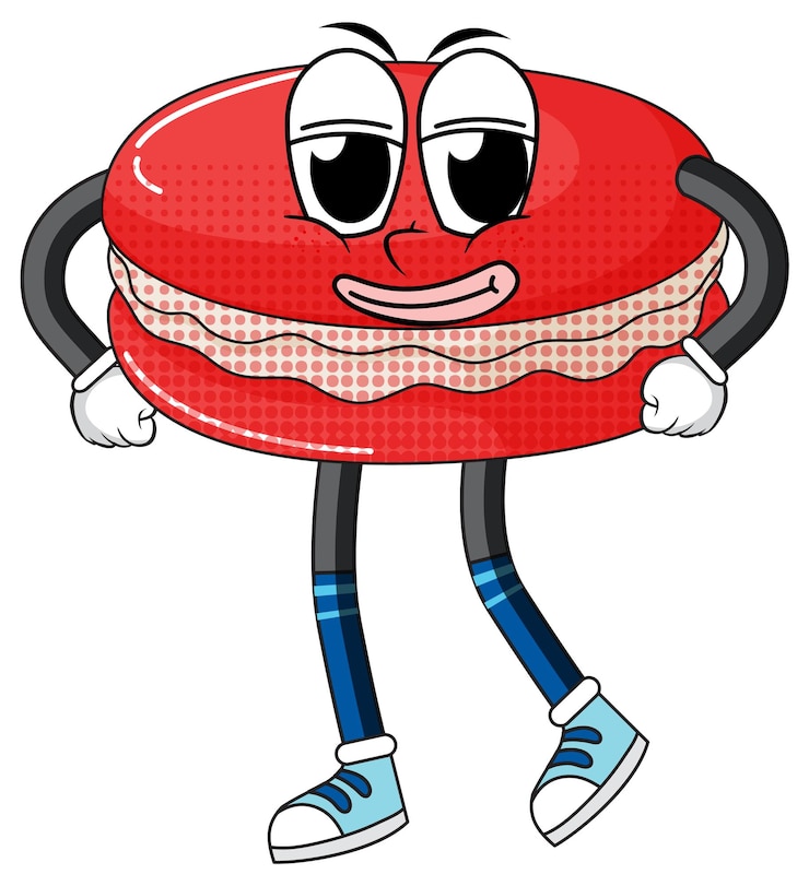 Vettore gratuito macaron rosso con braccia e gambe
