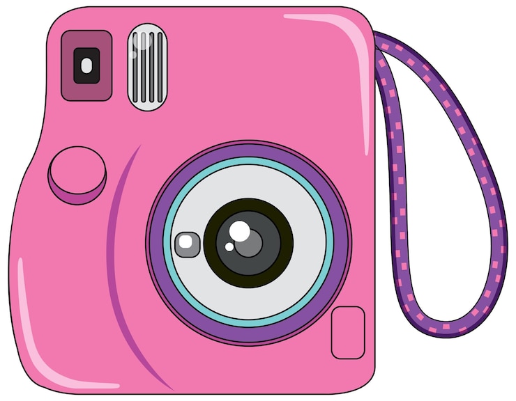 Vettore gratuito macchina fotografica istantanea in colore rosa
