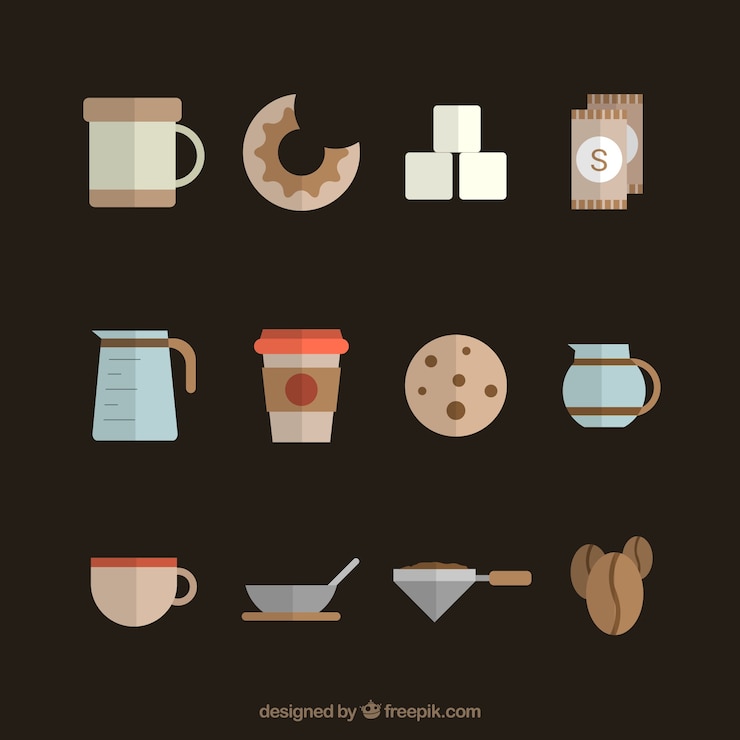 Vettore gratuito macchina per il caffè e caffè elementi