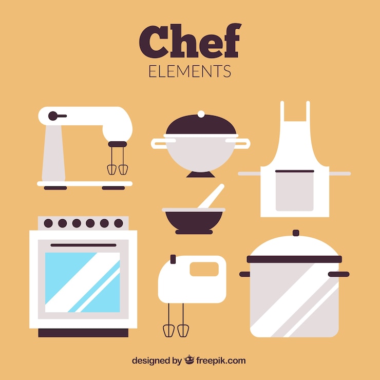 Vettore gratuito macchine da cucina in design piatto
