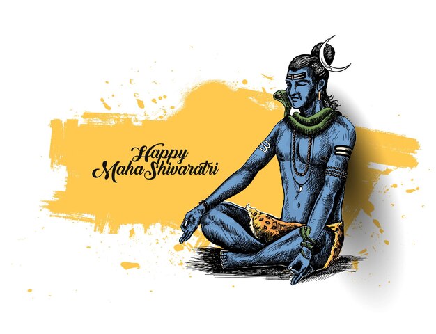 Maha Shivratri - Happy Nag Panchami Lord shiva - Poster, illustrazione vettoriale di schizzo disegnato a mano.