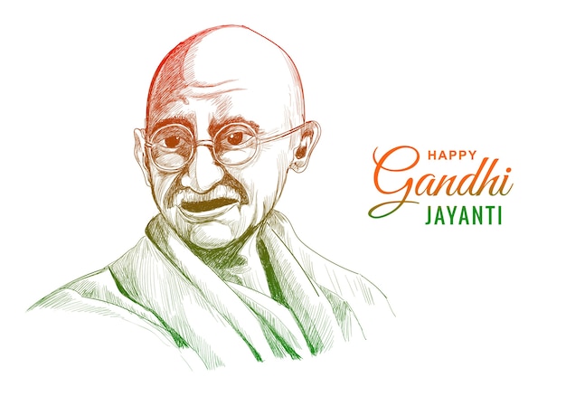 Mahatma Gandhi per gandhi jayanti su bianco