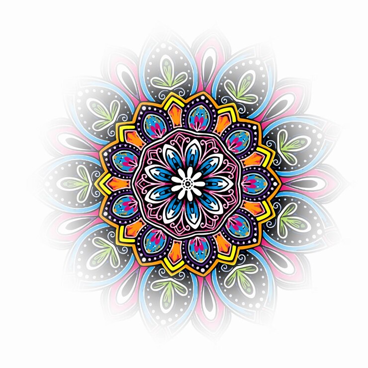 Vettore gratuito mandala decorativa astratta colorata su sfondo bianco