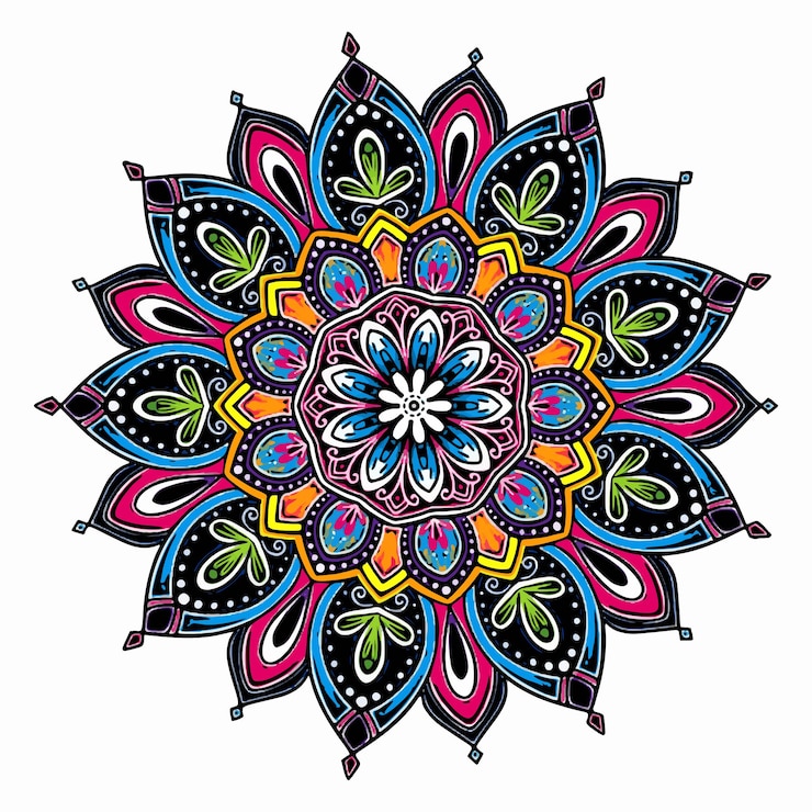 Vettore gratuito mandala decorativa astratta colorata su sfondo bianco