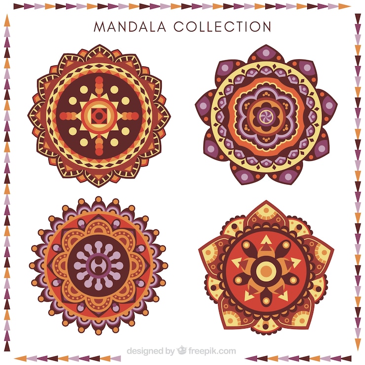 Vettore gratuito mandala disegna collezione