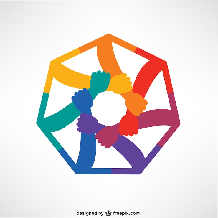 Vettore gratuito mani di collegamento logo