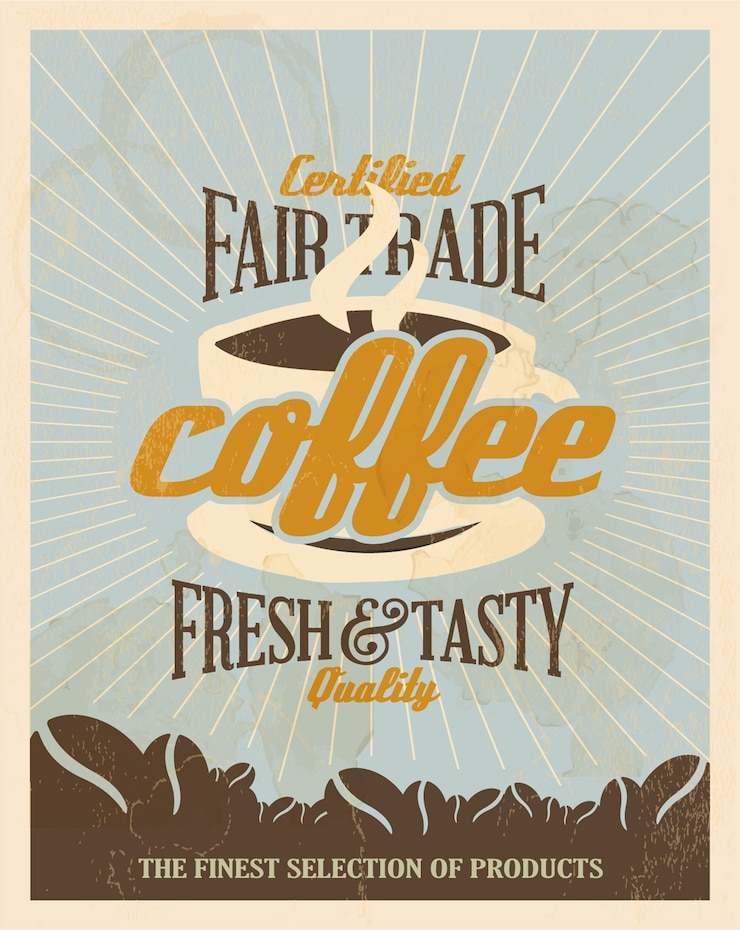 Vettore gratuito manifesto blu caffè