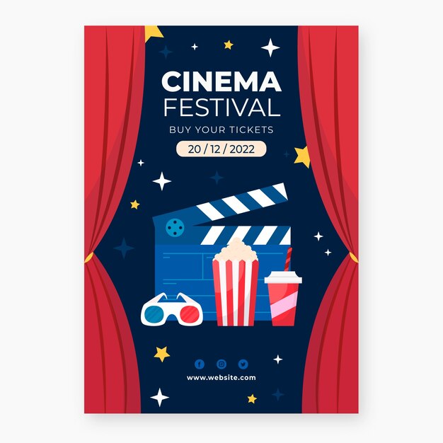 Manifesto del festival del cinema design piatto