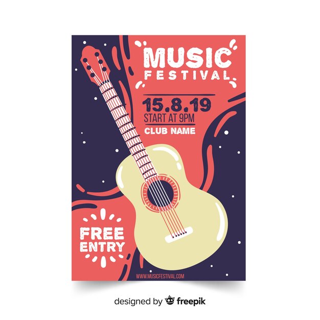 Manifesto del festival musicale disegnato a mano