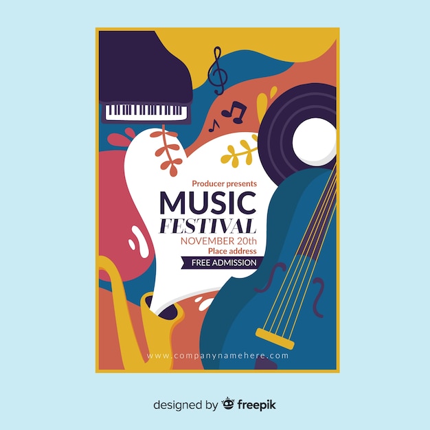 Manifesto del festival musicale disegnato a mano