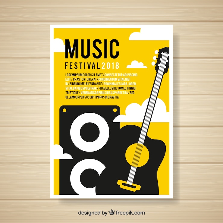Vettore gratuito manifesto del festival musicale in design piatto