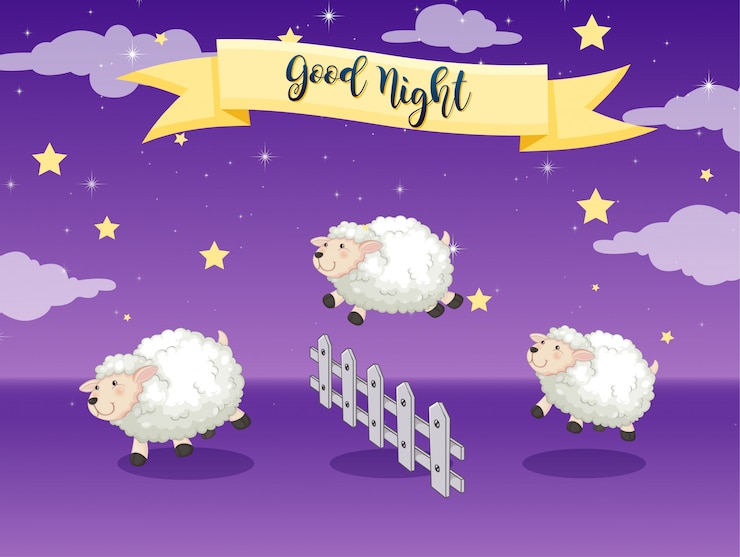 Vettore gratuito manifesto della buona notte con il conteggio delle pecore