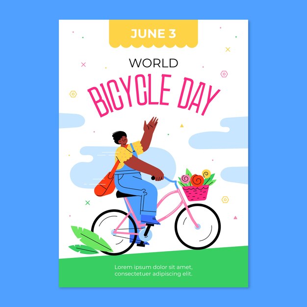 Manifesto della giornata mondiale della bicicletta disegnato a mano