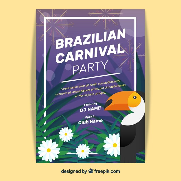Manifesto di carnevale brasiliano con Tucano