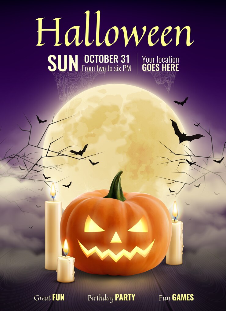 Vettore gratuito manifesto realistico di festa di halloween