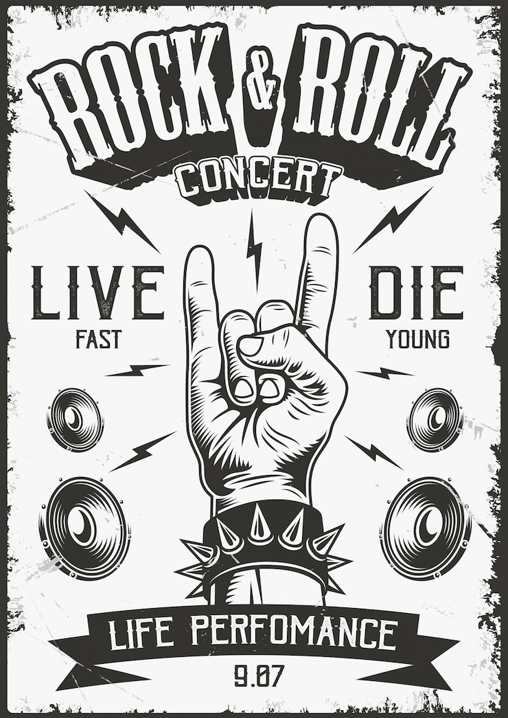 Vettore gratuito manifesto rock and roll