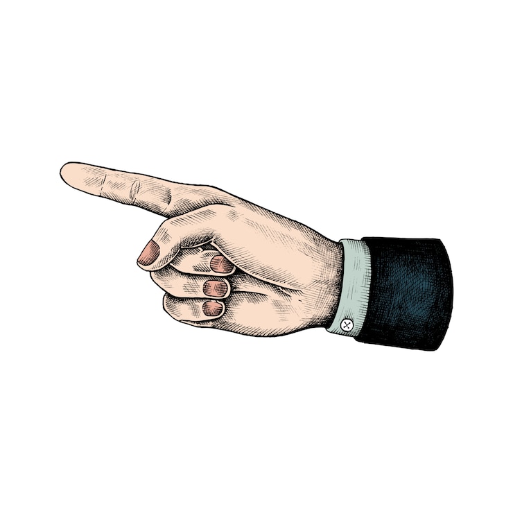 Vettore gratuito mano che indica disegnato a mano