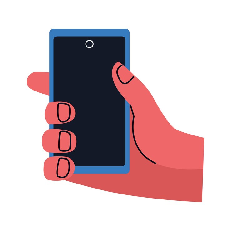 Vettore gratuito mano con l'icona del dispositivo smartphone