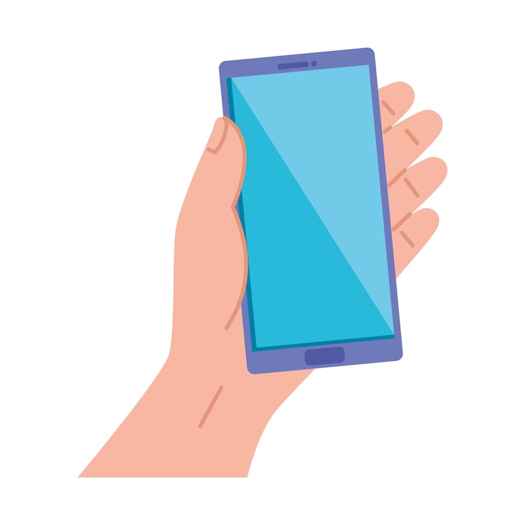 Vettore gratuito mano con l'icona della tecnologia smartphone