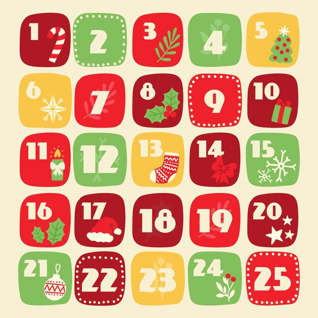 Mano disegnato calendario dell'avvento
