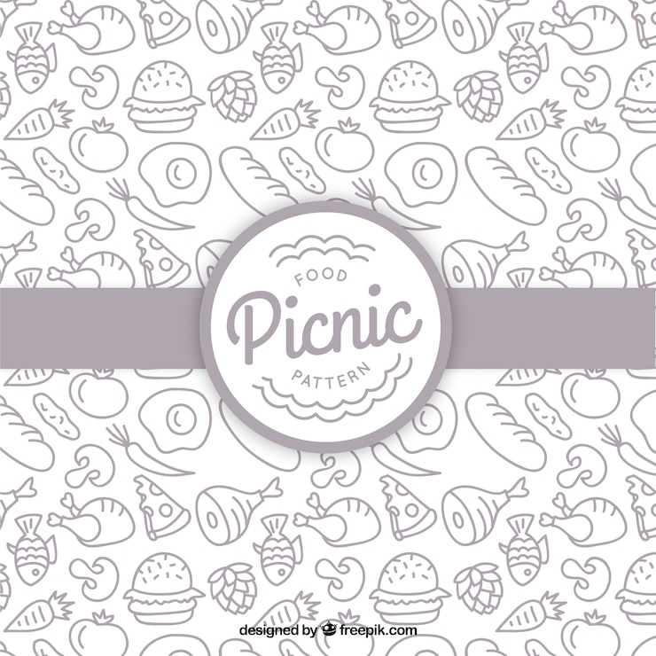Vettore gratuito mano modello alimentare picnic disegnato