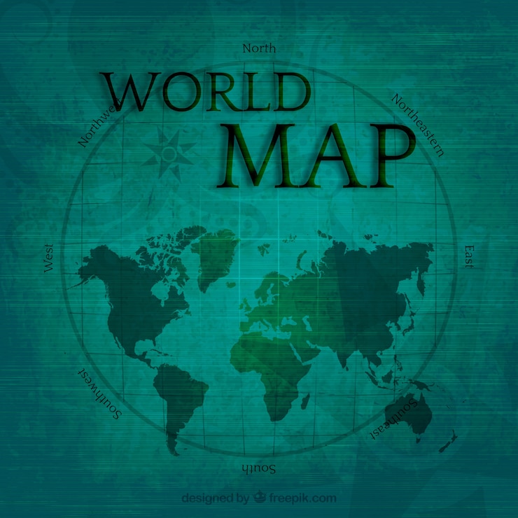 Vettore gratuito mappa del mondo in stile vintage