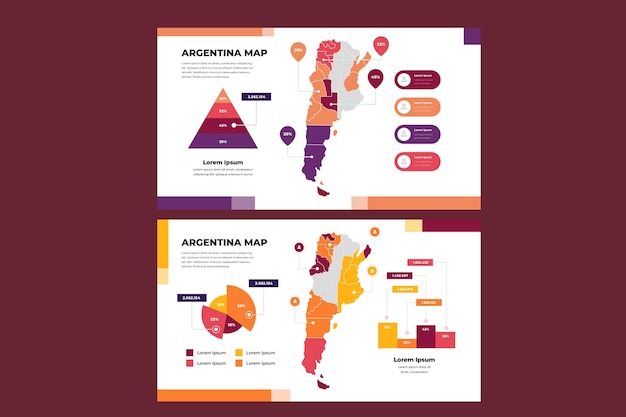 Mappa di argentina lineare infografica