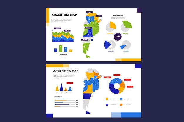Mappa di argentina lineare infografica