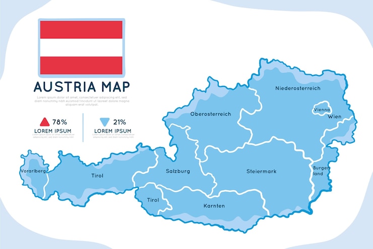 Vettore gratuito mappa di austria disegnati a mano infografica