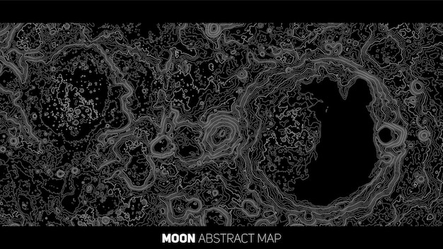 Mappa di rilievo della luna astratta di vettore. Mappa di elevazione lunare concettuale generata