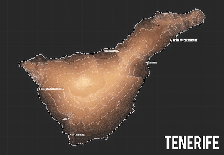 Vettore gratuito mappa topografica di tenerife
