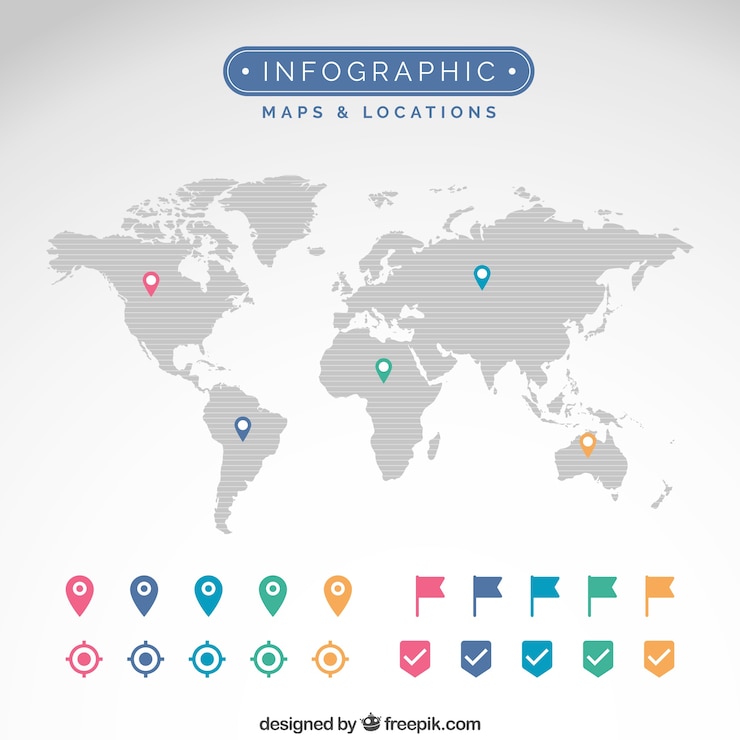 Vettore gratuito mappe e posizioni infographic
