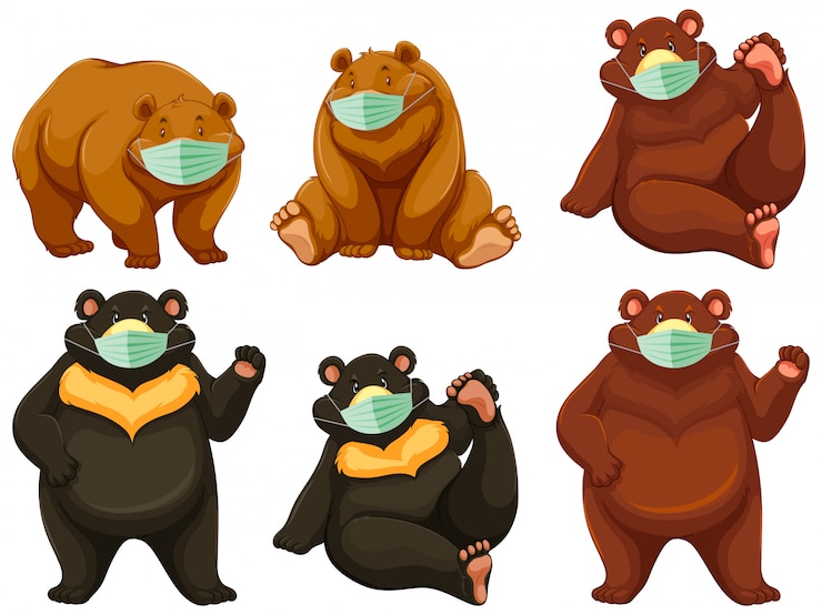 Vettore gratuito maschera da portare del charater del fumetto dell'orso selvaggio