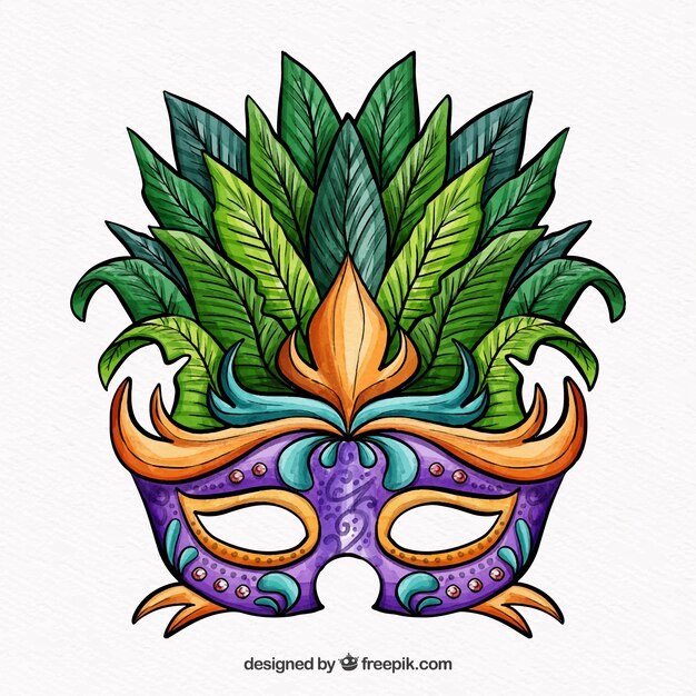 Maschera di Carnevale colorato con foglie