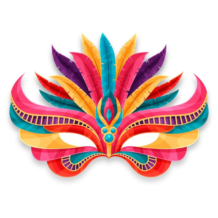 Vettore gratuito maschera di carnevale veneziano colorato isolato su priorità bassa bianca