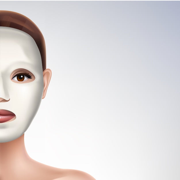 Maschera facciale elastica modello di banner pubblicitario realistico 3d