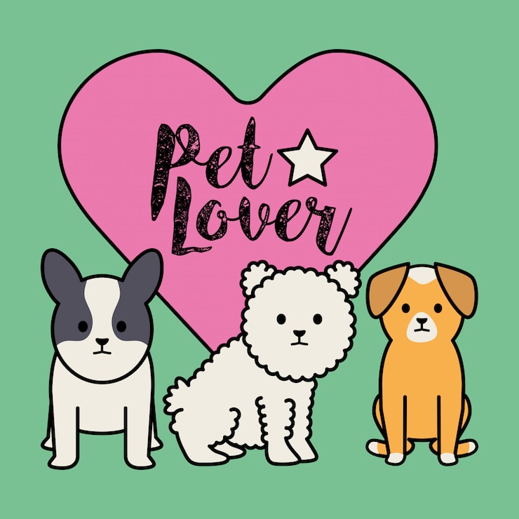Vettore gratuito mascotte adorabili di cani di piccola taglia con cuore