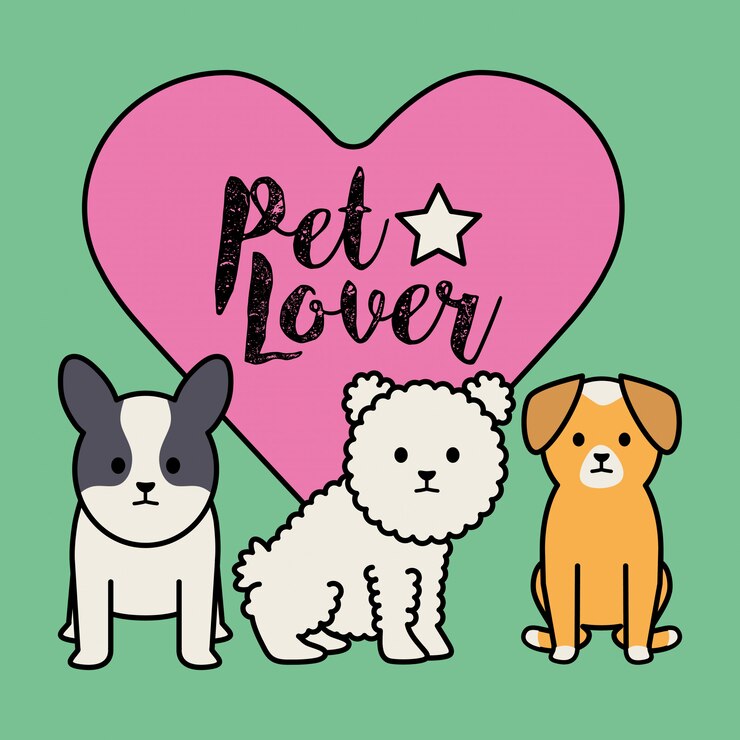 Vettore gratuito mascotte adorabili di cani di piccola taglia con cuore